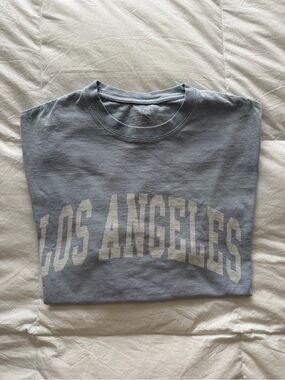 Brandy Melville Light Blue 'Los Angeles' Short Sleeve Tee